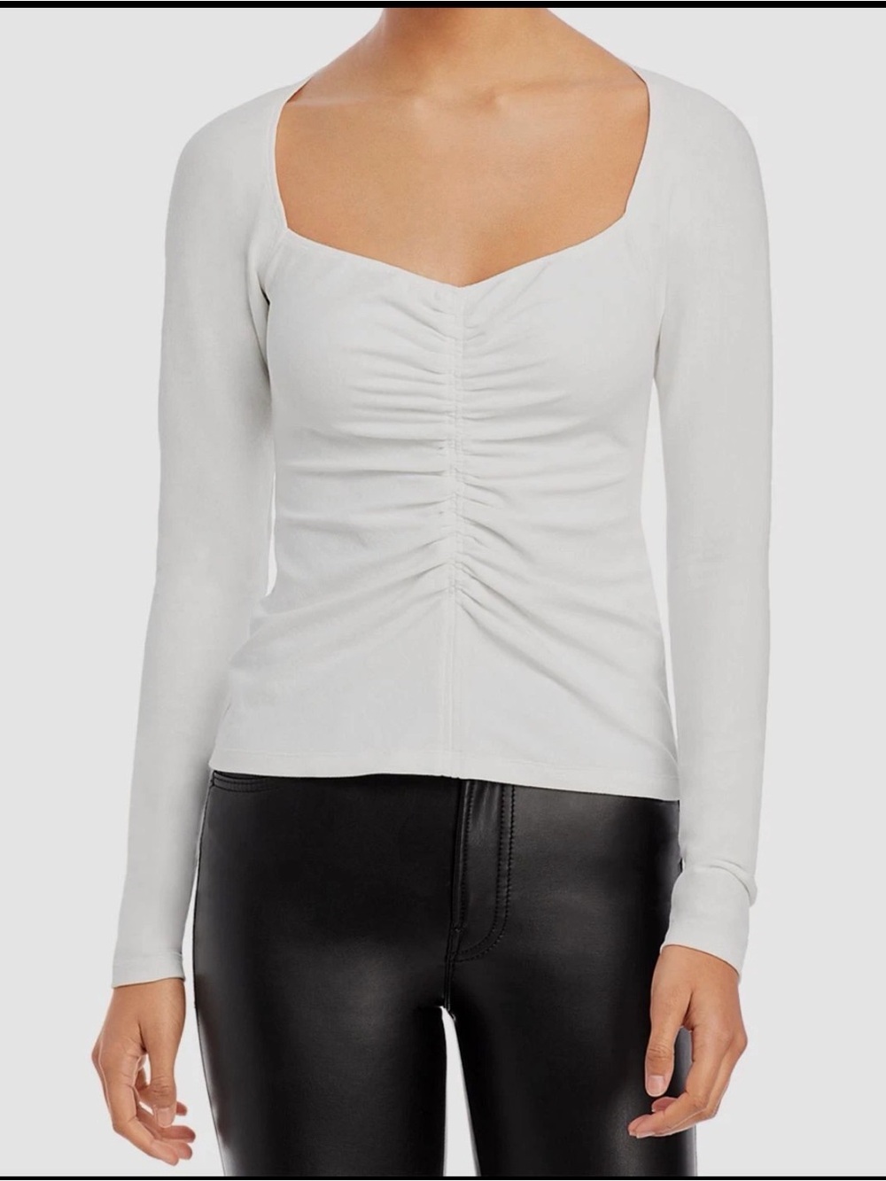 A.L.C. Women's Cream Halley Stretch V-Neck Long-Sleeve Top